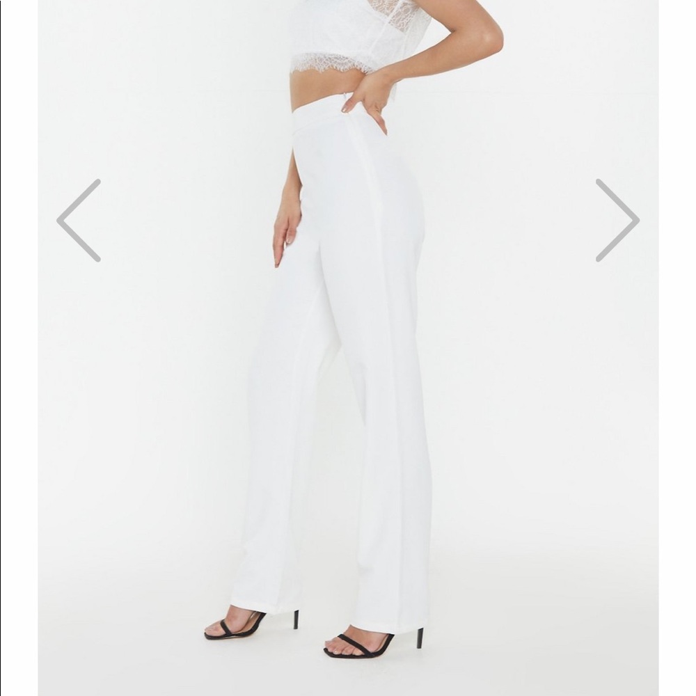 High waist white trousers